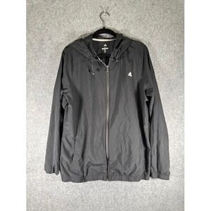 Adidas Golf Jacket Womens XL Black Full Zip Lightweight Windbreaker Hooded